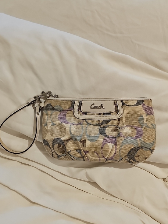 Coach Handbags - Coach Signature Canvas Wristlet in Neutral Multi